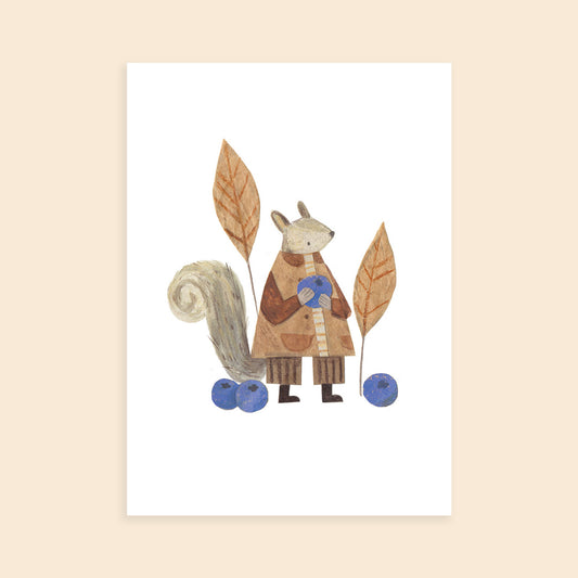 Blueberry Squirrel Postcard