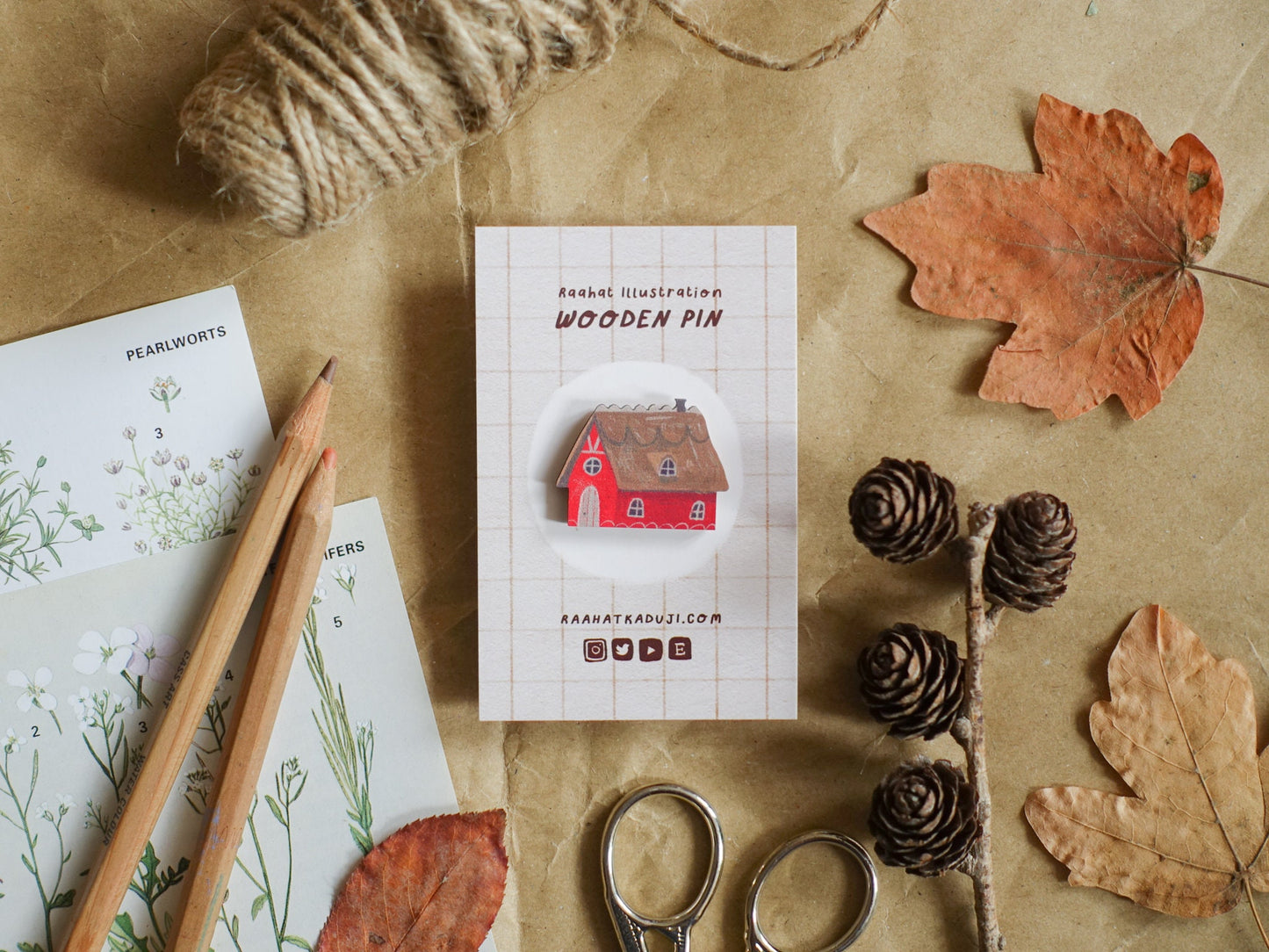 Tiny Wooden House Pins